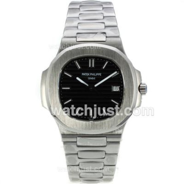 Patek Philippe Nautilus Automatic Stick Markers with Black Dial S/S