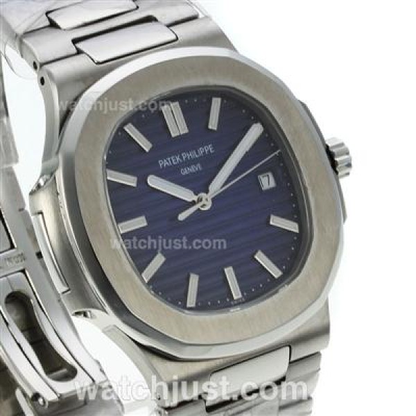 Patek Philippe Nautilus Automatic Stick Markers with Blue Dial S/S