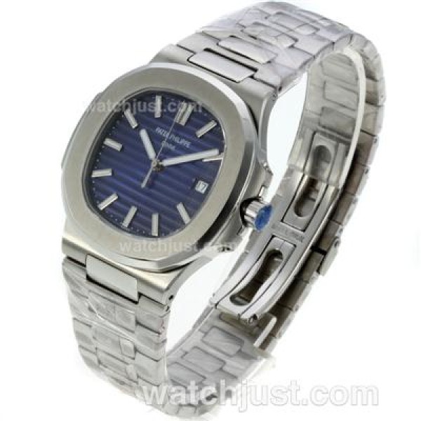 Patek Philippe Nautilus Automatic Stick Markers with Blue Dial S/S