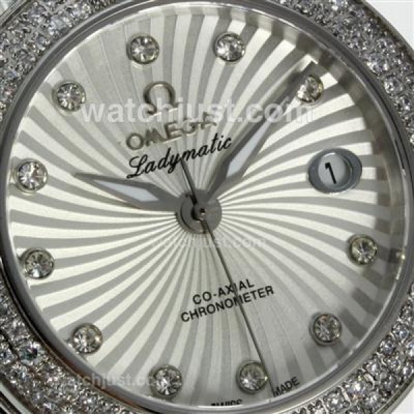 Omega Ladymatic Diamond Bezel with White Dial S/S-Sapphire Glass