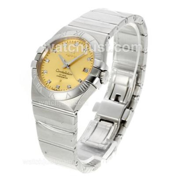 Omega Constellation Automatic Diamond Markers with Golden Dial S/S-18K Plated Gold Movement