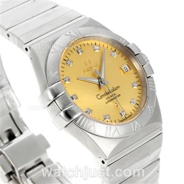 Omega Constellation Automatic Diamond Markers with Golden Dial S/S-18K Plated Gold Movement