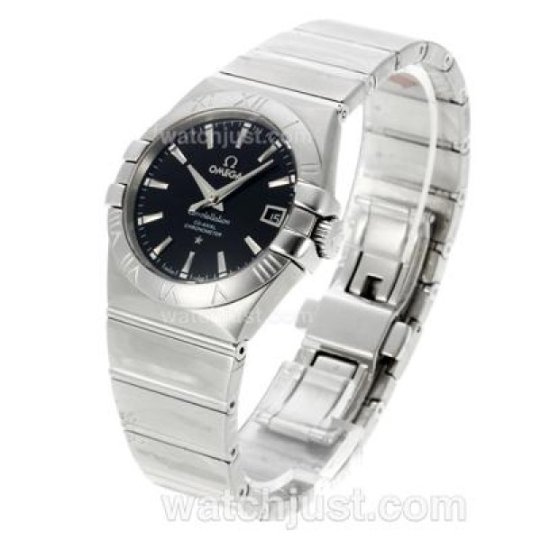Omega Constellation Automatic Stick Markers with Black Dial S/S-18K Plated Gold Movement