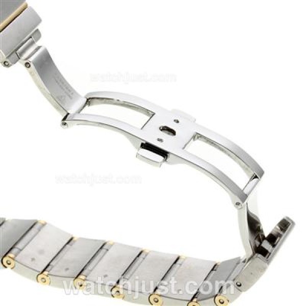 Omega Constellation Automatic Two Tone Diamond Bezel/Markers with White Dial-18K Plated Gold Movement