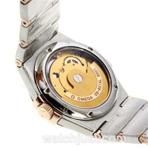 Omega Constellation Automatic Two Tone Diamond Markers with Black Dial-18K Plated Gold Movement