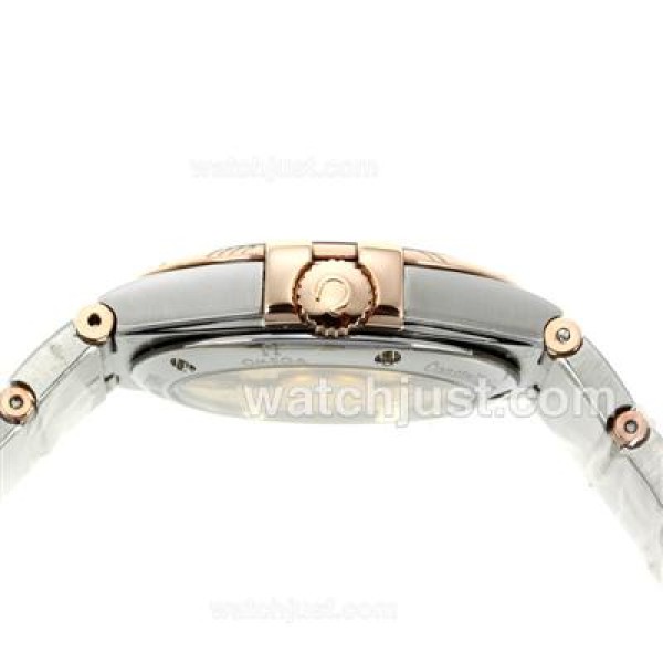 Omega Constellation Automatic Two Tone Diamond Markers with Black Dial-18K Plated Gold Movement