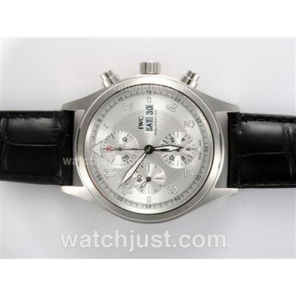 IWC Fliegeruhr Chronograph Swiss Valjoux 7750 Movement with White Dial