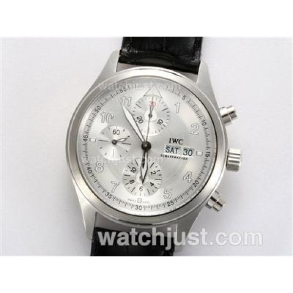 IWC Fliegeruhr Chronograph Swiss Valjoux 7750 Movement with White Dial