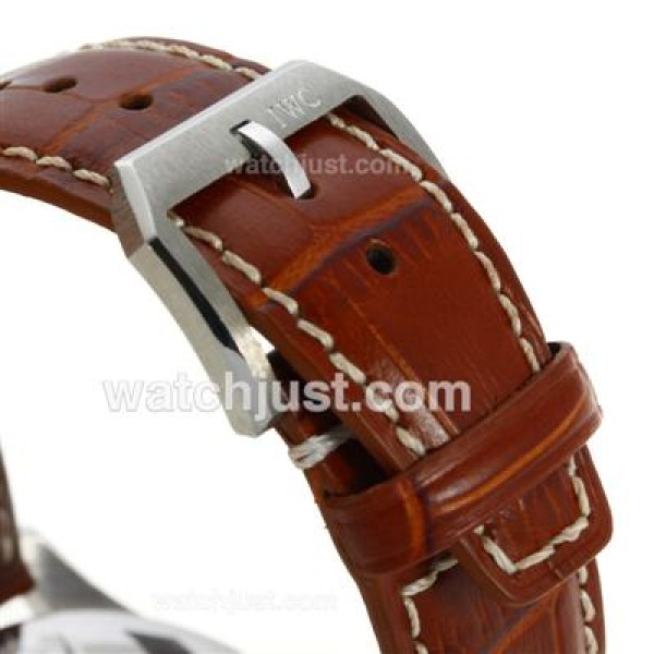 IWC Pilot Mark XVI Swiss ETA 2892 Movement with Black Dial-Brown Leather Strap