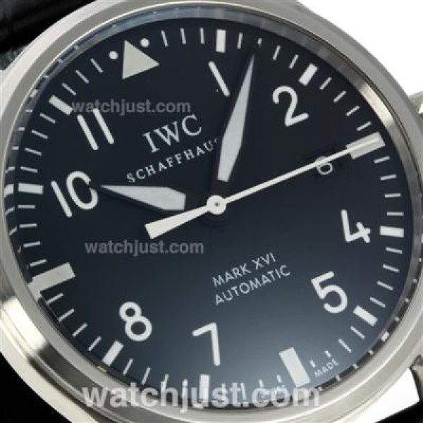 IWC Pilot Mark XVI Swiss ETA 2892 Movement with Black Dial-Leather Strap