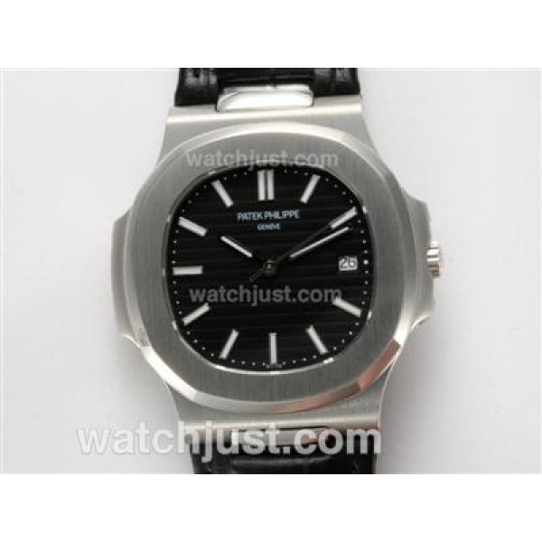 Patek Philippe Nautilus Jumbo MBW Swiss ETA 2824 Movement with Black Dial-Deployment Buckle