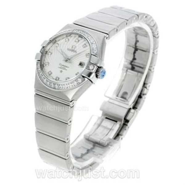 Best Quality Omega Constellation Fake Watches With White Dials For Women