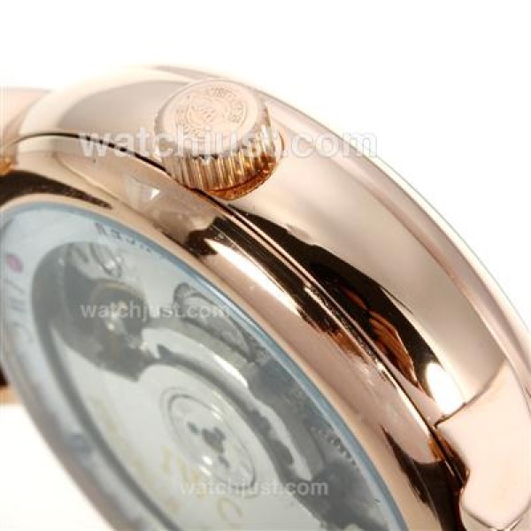 IWC Classic Automatic Stick Markers Rose Gold Case with White Dial-Leather Strap