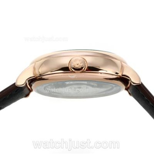 IWC Classic Automatic Stick Markers Rose Gold Case with White Dial-Leather Strap
