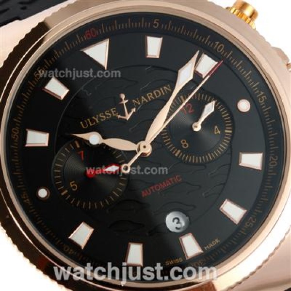 Ulysse Nardin Maxi Marine Working Chronograph Rose Gold Case with Black Dial-18K Plated Gold Movement