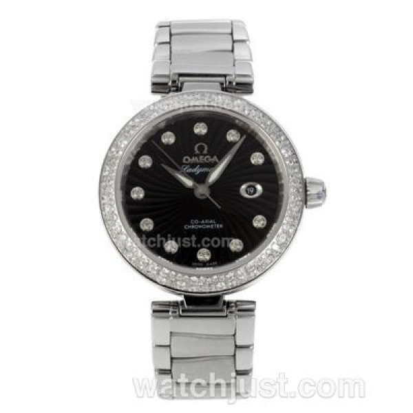 Best Quality Omega Ladymatic Replica Watches With Black Dials For Women