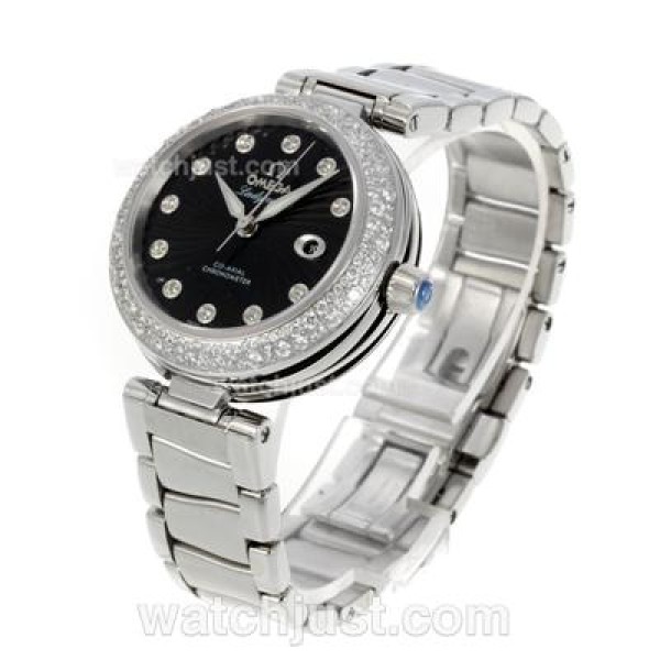 Best Quality Omega Ladymatic Replica Watches With Black Dials For Women