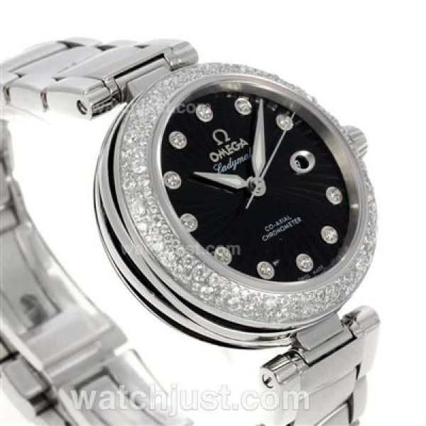 Best Quality Omega Ladymatic Replica Watches With Black Dials For Women