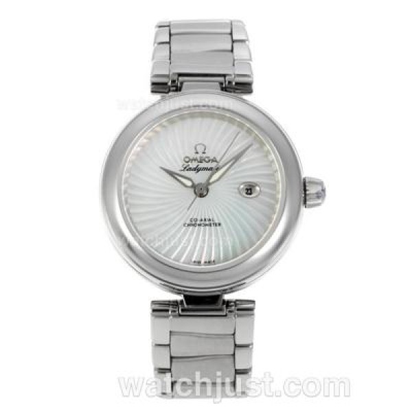Best 1:1 Omega Ladymatic Replica Watches With White Dials For Women