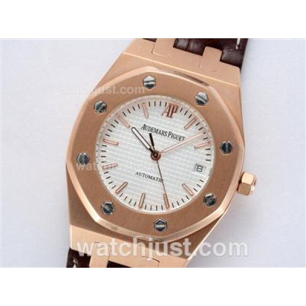 Audemars Piguet Royal Oak Automatic Rose Gold Case with White Dial