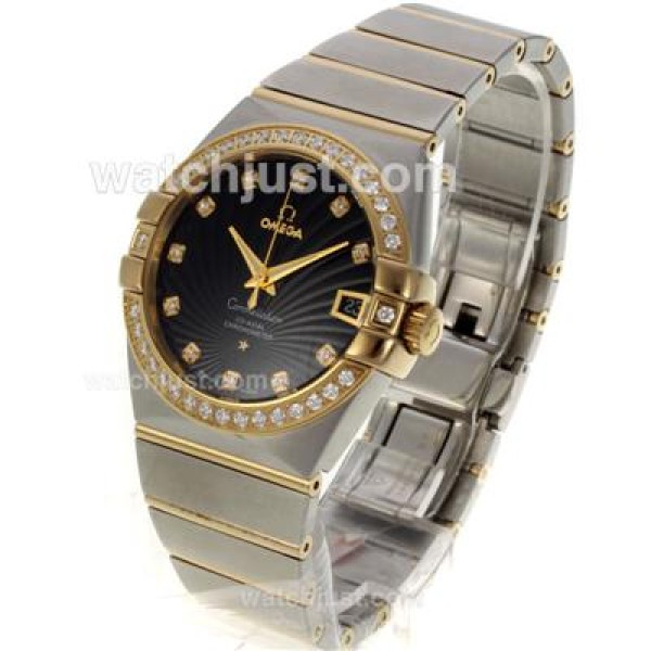 AAA Quality Omega Constellation Replica Watches With Black Dials And Gold & Steel Cases For Men