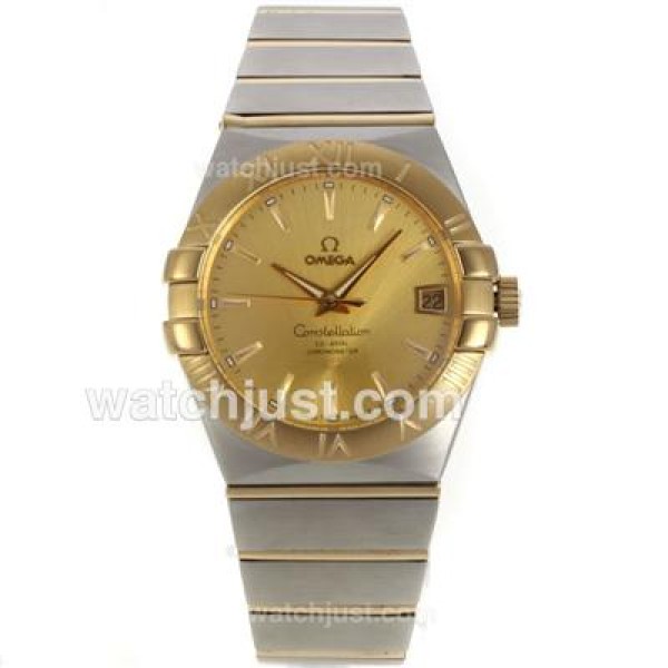 UK AAA Quality Omega Constellation Replica Watches With Golden Dials For Sale