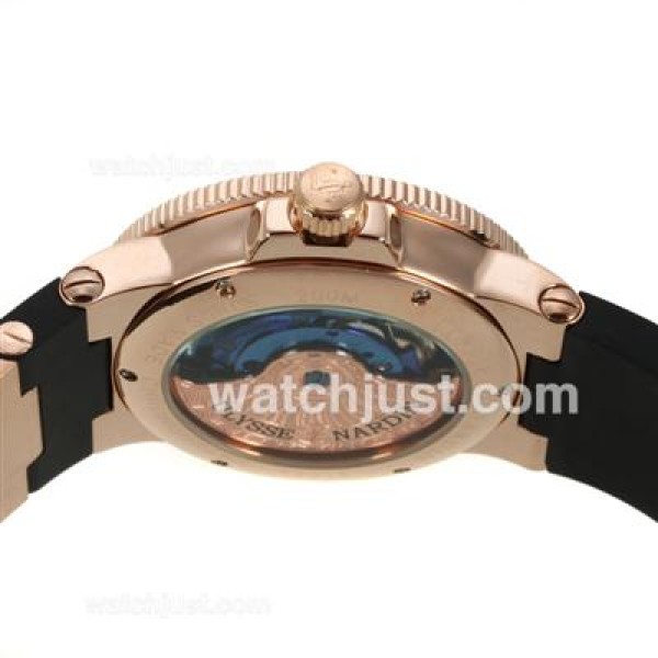 Ulysse Nardin Maxi Marine Automatic Rose Gold Case Roman Markers with White Dial-Rubber Strap