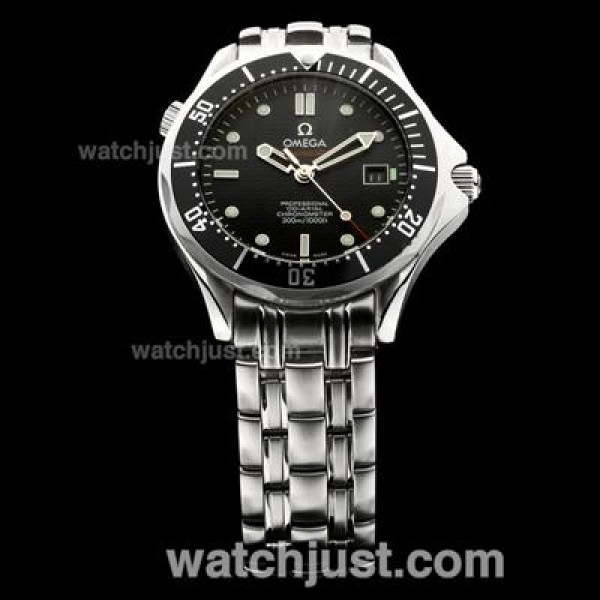 Omega Seamaster Automatic with Black Dial S/S(Gift Box & Extra Leather Strap Included)