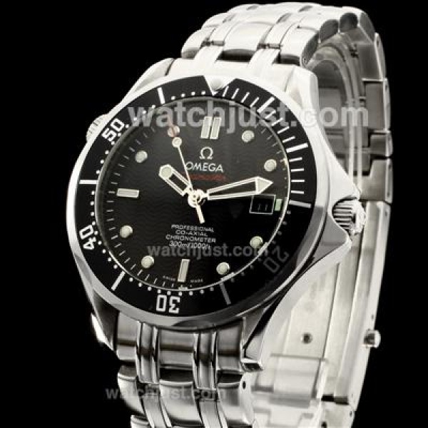 Omega Seamaster Automatic with Black Dial S/S(Gift Box & Extra Leather Strap Included)