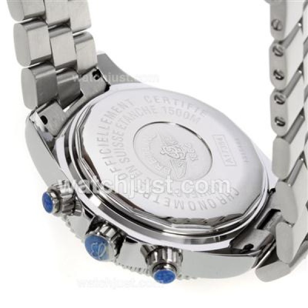 Breitling Super Ocean Working Chronograph Black Bezel with Black Dial S/S-Blue Needles