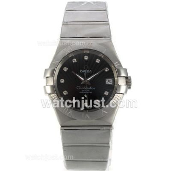 UK Best Quality Omega Constellation Replica Watches With Black Dials For Men
