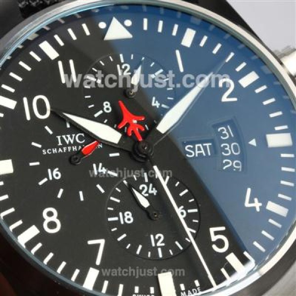IWC Pilot Top Gun Automatic PVD Case with Black Dial-Leather Strap
