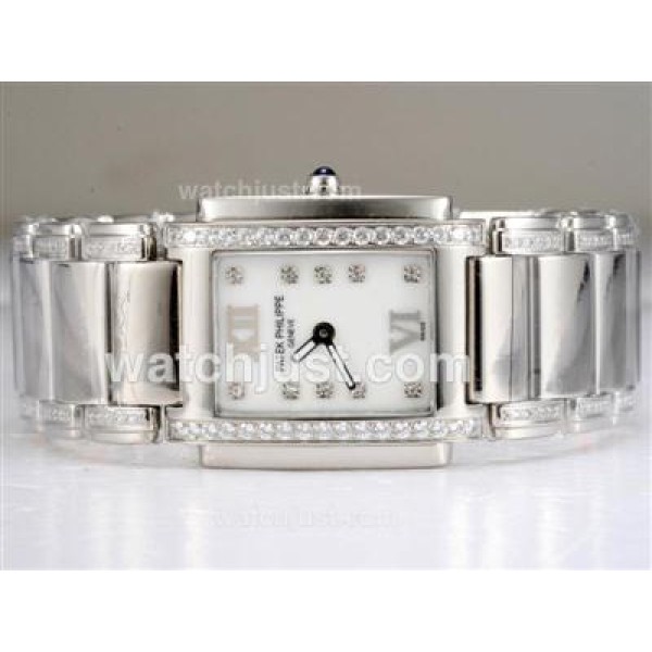 Patek Philippe Ref.4910 Swiss ETA Movement Diamond Bezel and Marking with White Dial Lady Model