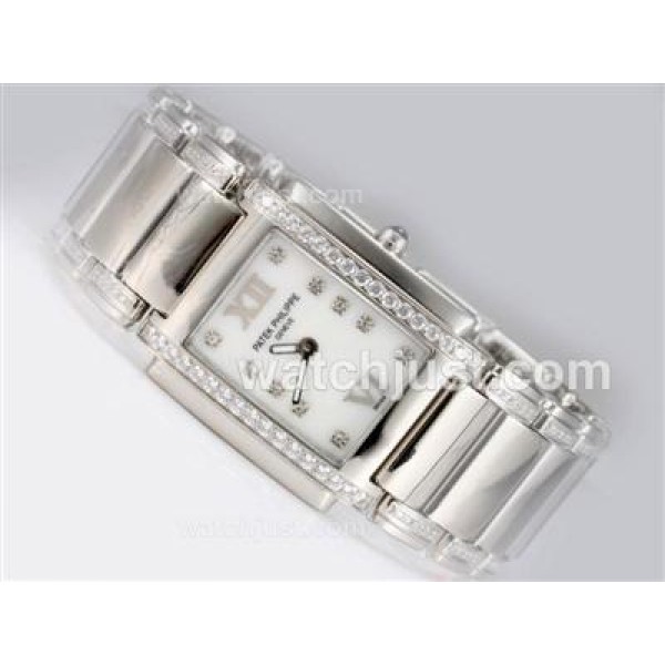 Patek Philippe Ref.4910 Swiss ETA Movement Diamond Bezel and Marking with White Dial Lady Model