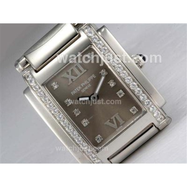 Patek Philippe Ref.4910 Swiss ETA Movement Diamond Bezel and Marking with Gray Dial Lady Model