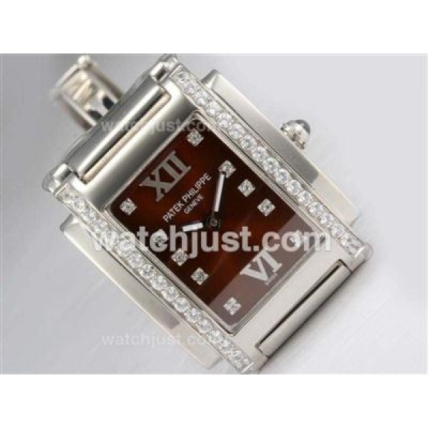 Patek Philippe Ref.4910 Swiss ETA Movement Diamond Bezel and Marking with Wine Dial Lady Model