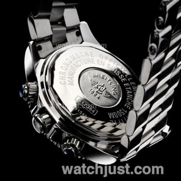 Breitling Super Ocean Working Chronograph Stick Markers Black Bezel Red Needles with Black Dial S/S(Gift Box is Included)