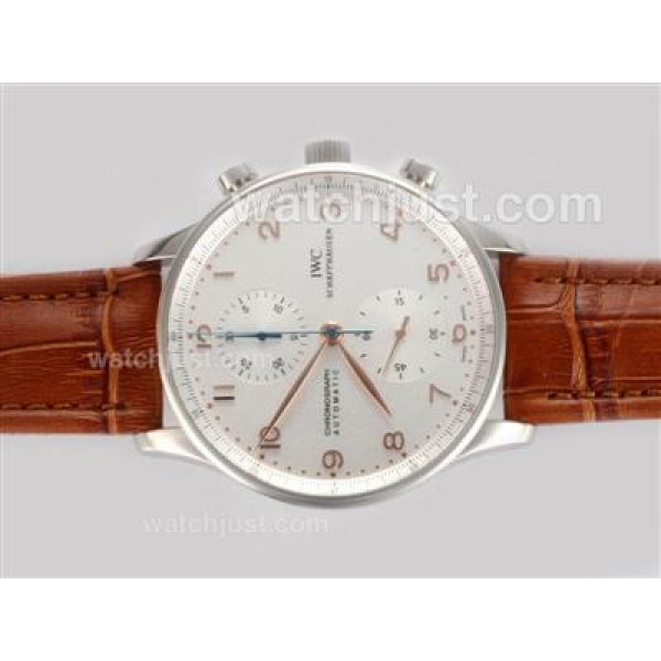 IWC Portuguese Chronograph Swiss Valjoux 7750 Movement with White Dial