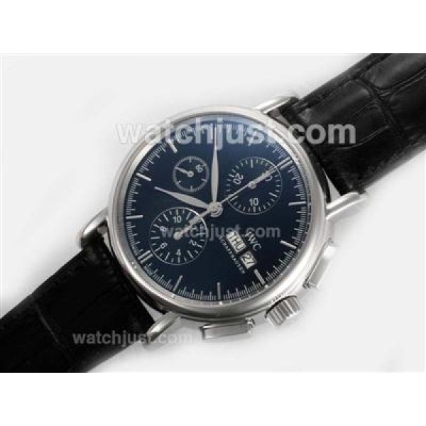 IWC Portofino Chronograph Swiss Valjoux 7750 Movement AR Coating with Black Dial