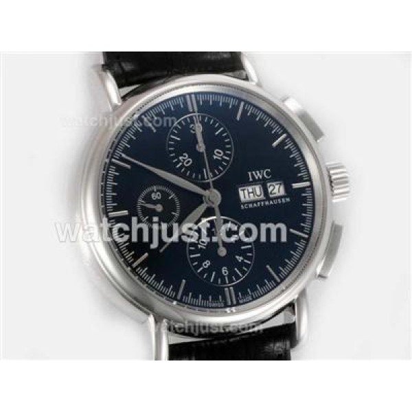 IWC Portofino Chronograph Swiss Valjoux 7750 Movement AR Coating with Black Dial