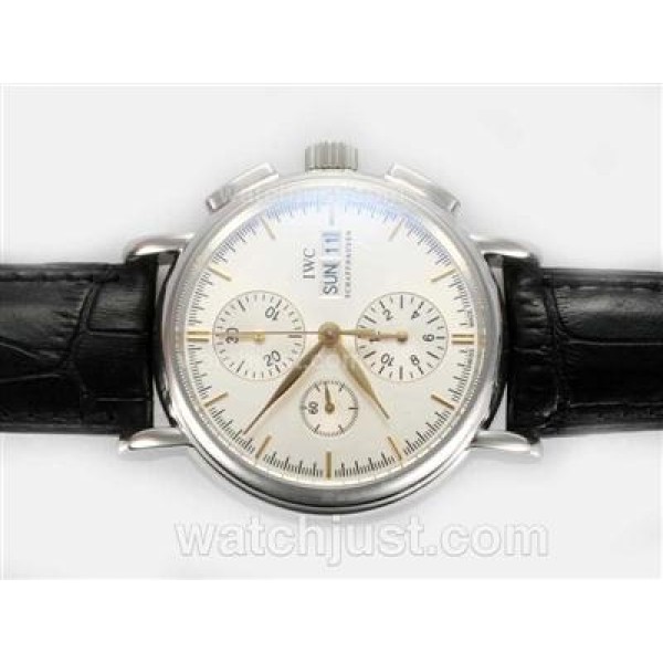 IWC Portofino Chronograph Swiss Valjoux 7750 Movement AR Coating with White Dial