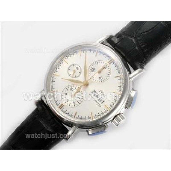 IWC Portofino Chronograph Swiss Valjoux 7750 Movement AR Coating with White Dial