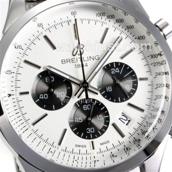 Breitling Transocean Working Chronograph Stick Markers with White Dial S/S-Same Chassis as 7750 Version-High Quality