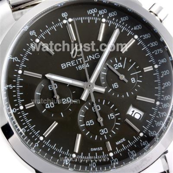 Breitling Transocean Working Chronograph Stick Markers with Dark Grey Dial S/S-Same Chassis as 7750 Version-High Quality