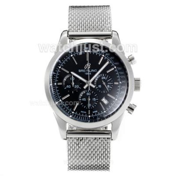 Breitling Transocean Working Chronograph Stick Markers with Black Dial S/S-Same Chassis as 7750 Version-High Quality