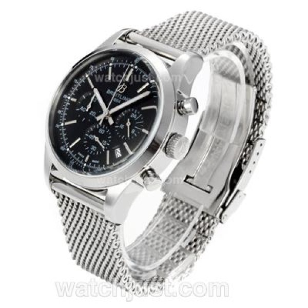 Breitling Transocean Working Chronograph Stick Markers with Black Dial S/S-Same Chassis as 7750 Version-High Quality