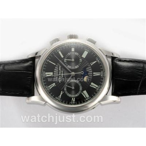 Patek Philippe Classic Chronograph Lemania Movement Moonphase with Black Dial