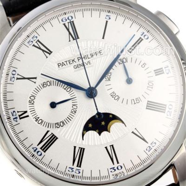 Patek Philippe Classic Chronograph Lemania Movement Moonphase with White Dial