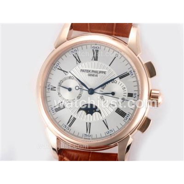 Patek Philippe Classic Chronograph Lemania Movement Rose Gold Case with White Dial