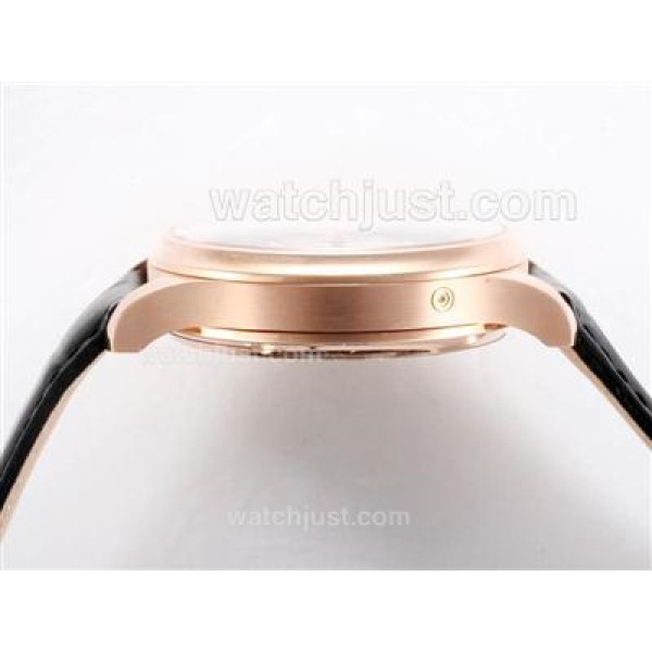 IWC Portugese 7 Days Working Power Reserve-21600bph Rose Gold Case with Black Dial